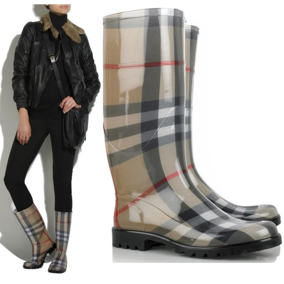burberry check rain boots